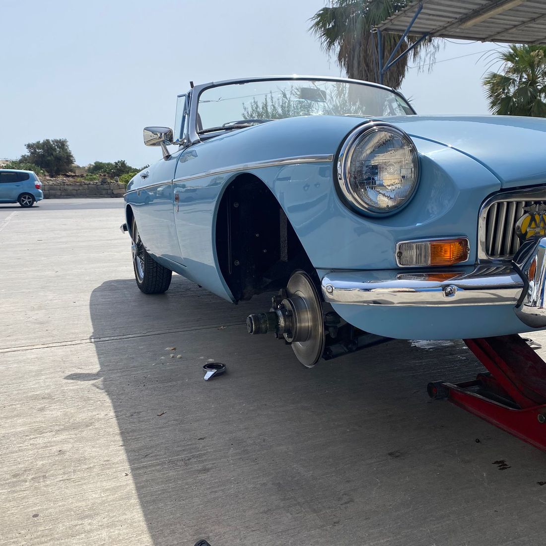 sky blue vintage car