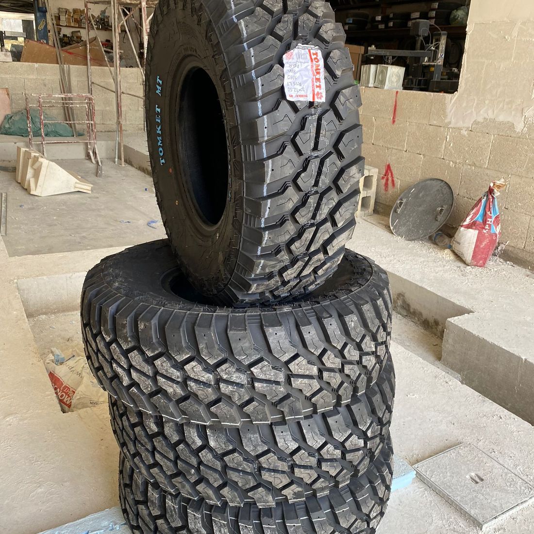 stacked tyres